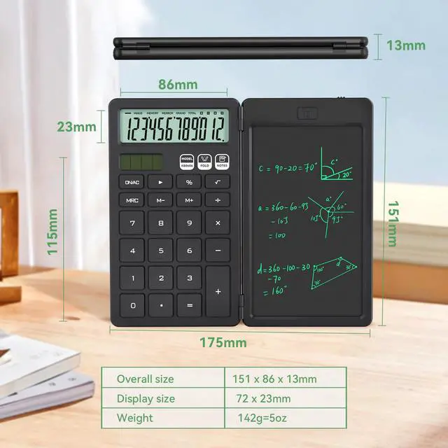 Alt view image 4 of 6 - Desk Calculator with Erasable LCD Notepad Calculators Desktop Basic Calculators for Middle School Cute Pocket Simple Calculator Office Desk Accessories Supplies Home Office Essential Big Button