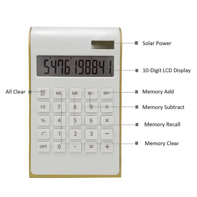 Alt view image 3 of 6 - Solar Gold Standard Function 10-Digit Desktop Calculator for Office, Home