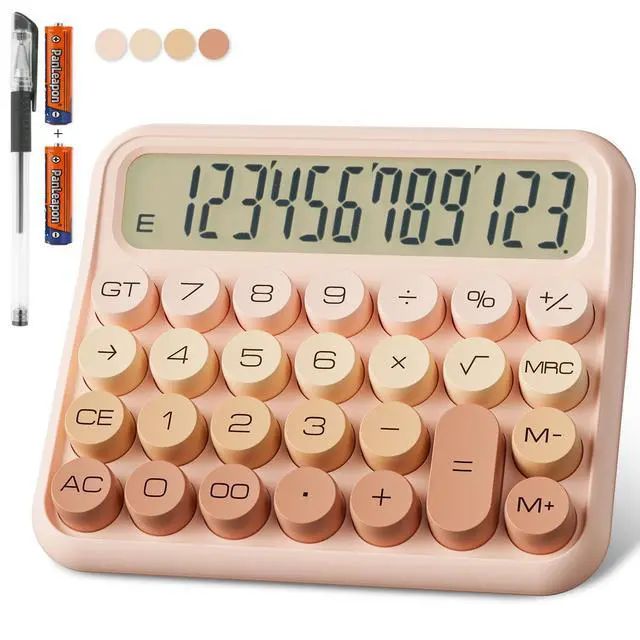 Main image of Mechanical Calculator 12 Digit Extra Large 5-Inch LCD Display, DECKLIT Battery Desk Calculator, Big Buttons Easy to Press Office Calculators Desktop, 15°Tilt Screen for Kids Calculator(Gradient Pink)