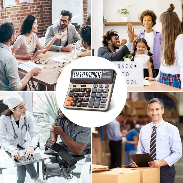 Alt view image 7 of 7 - Desktop Calculator, Large Computer Keys, 12 Digits Display, Champaign Gold Color Panel, C-2735