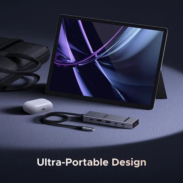 Alt view image 5 of 7 - Revodok USB-C Hub 4K@60Hz Video Adapter 10Gbps 2×USB-A 3.2 + 2×USB-C 3.2 100W PD, USB Hub Splitter Compatible with Portable Monitor, MacBook Pro/Air, iPad Pro, Steam Deck, Dell XPS