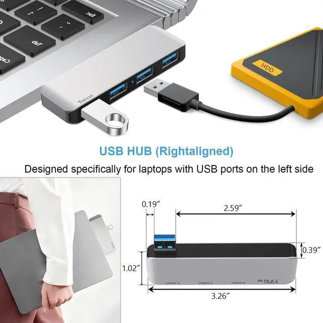 Alt view image 2 of 7 - USB 3.0 Hub, 4 Ports USB A Splitter Ultra-Slim USB Expander for Mouse, Keyboard, Flash Drive, U Disk, Printer Compatible with Macbooks, Laptop, Desktop PCR