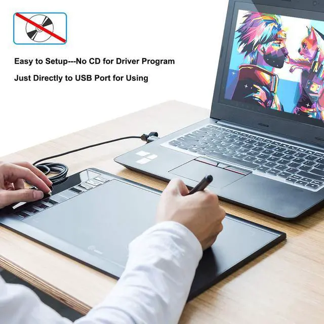 Alt view image 7 of 7 - Graphics Drawing Tablet, M708 10 x 6 inch Large Drawing Tablet with 8 Hot Keys, Passive Stylus of 16384 Levels Pressure, UGEE M708 Graphics Tablet for Paint, Design, Art Creation Sketch