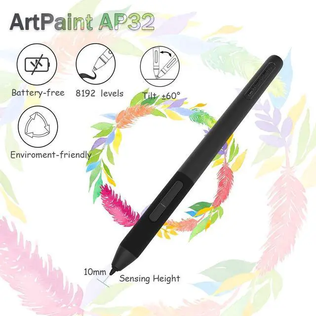 Alt view image 3 of 7 - M106K PRO 10 x 6.25 Graphics Drawing Tablet with 8192 Levels Tilt Supported Battery-Free Stylus for Windows/mac/Android OS & GAOMON Two Finger Glove