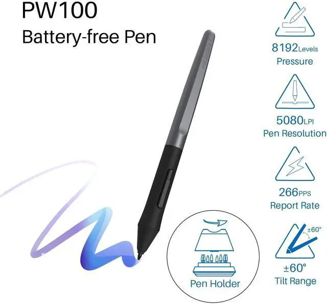 Alt view image 4 of 7 - H950P Drawing Tablet, 8x5 inch Digital Art Tablet with Battery-Free Stylus, 8192 Pen Pressure, Tilt, 8 Hot Keys, Graphic Tablet for Design, Writing, OSU, Work with Mac, PC, Mobile