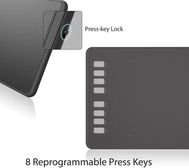 Alt view image 5 of 7 - H950P Drawing Tablet, 8x5 inch Digital Art Tablet with Battery-Free Stylus, 8192 Pen Pressure, Tilt, 8 Hot Keys, Graphic Tablet for Design, Writing, OSU, Work with Mac, PC, Mobile