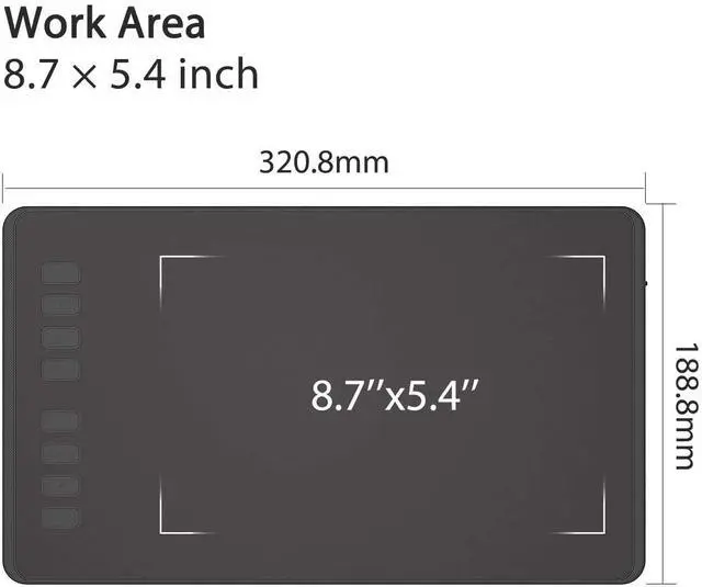 Alt view image 6 of 7 - H950P Drawing Tablet, 8x5 inch Digital Art Tablet with Battery-Free Stylus, 8192 Pen Pressure, Tilt, 8 Hot Keys, Graphic Tablet for Design, Writing, OSU, Work with Mac, PC, Mobile