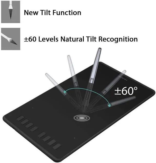 Alt view image 3 of 7 - H950P Drawing Tablet, 8x5 inch Digital Art Tablet with Battery-Free Stylus, 8192 Pen Pressure, Tilt, 8 Hot Keys, Graphic Tablet for Design, Writing, OSU, Work with Mac, PC, Mobile