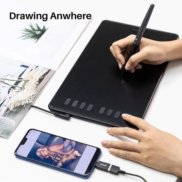 Alt view image 7 of 7 - H950P Drawing Tablet, 8x5 inch Digital Art Tablet with Battery-Free Stylus, 8192 Pen Pressure, Tilt, 8 Hot Keys, Graphic Tablet for Design, Writing, OSU, Work with Mac, PC, Mobile