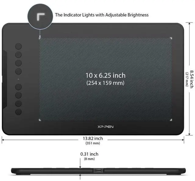 Alt view image 3 of 7 - Updated Deco 01 V3 Drawing Tablet-16384 Levels of Pressure Battery-Free Stylus, 10x6 Inch OSU Graphic Tablet, 8 Hotkeys for Digital Art, Teaching, Gaming Drawing Pad for Chrome, PC, Mac, Android