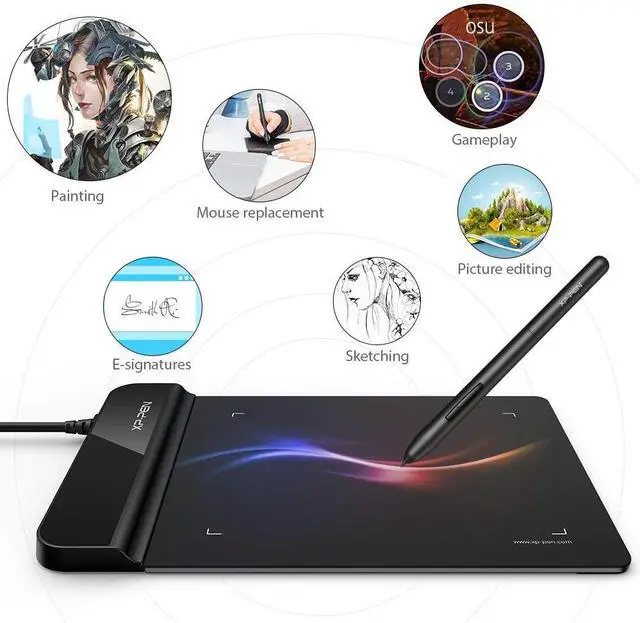 Alt view image 3 of 7 - Drawing Tablet G430S OSU, Graphic Drawing Tablet with 8192 Levels Pressure Battery-Free Stylus, 4 x 3 inch Ultrathin, for OSU Game, Online Teaching Compatible with Window/Mac Black
