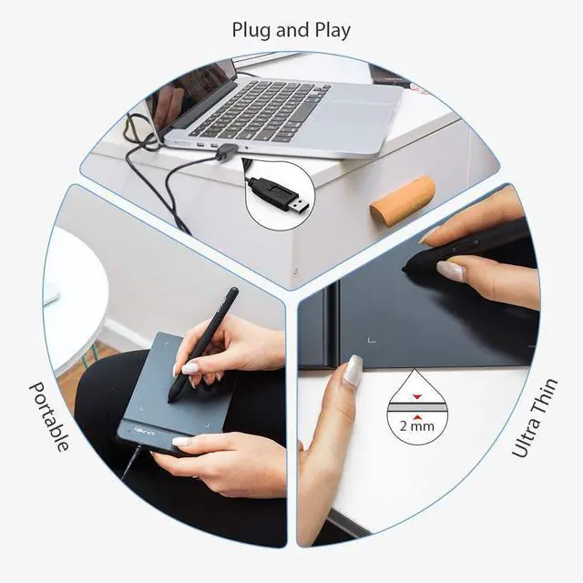 Alt view image 4 of 7 - Drawing Tablet G430S OSU, Graphic Drawing Tablet with 8192 Levels Pressure Battery-Free Stylus, 4 x 3 inch Ultrathin, for OSU Game, Online Teaching Compatible with Window/Mac Black