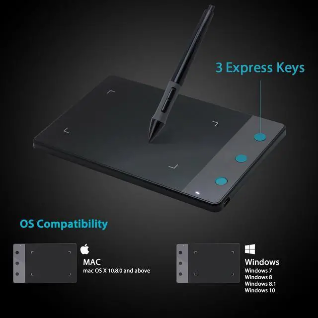 Alt view image 2 of 7 - H420 OSU Graphics Drawing Tablet Signature Pad with Digital Stylus and 3 Express Keys Black