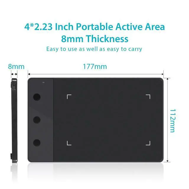 Alt view image 5 of 7 - H420 OSU Graphics Drawing Tablet Signature Pad with Digital Stylus and 3 Express Keys Black