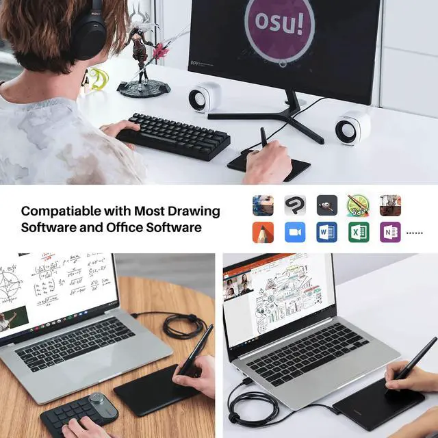 Alt view image 6 of 7 - Drawing Tablet H420X Graphics Drawing Tablet with 8192 Level Pressure Battery-Free Stylus, 4.17x2.6 inch Digital Art Tablet for OSU Game, Design, Teaching, Work with PC, Mac, Linux & Mobile