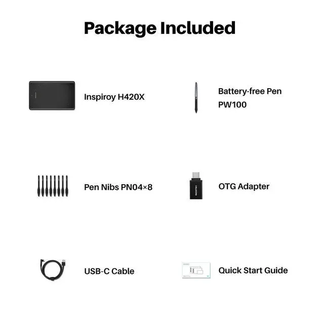 Alt view image 7 of 7 - Drawing Tablet H420X Graphics Drawing Tablet with 8192 Level Pressure Battery-Free Stylus, 4.17x2.6 inch Digital Art Tablet for OSU Game, Design, Teaching, Work with PC, Mac, Linux & Mobile