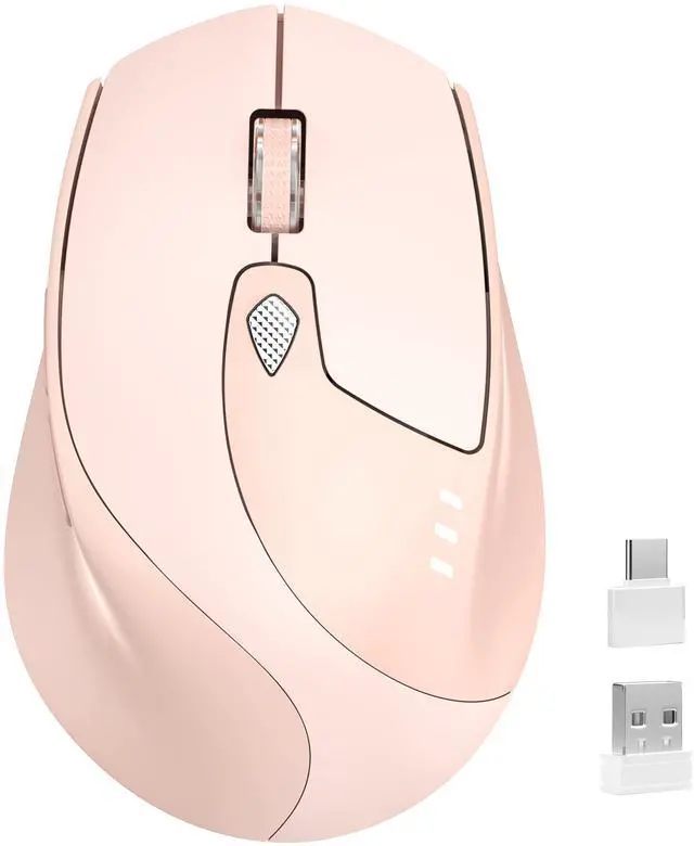 Main image of M7 Bluetooth Mouse, Rechargeable Dual Mode BT5.1+ 2.4GHz USB Silent Wireless Bluetooth Mouse with Type C Adapter & Battery Indicator, Ergonomic Design for Laptop, iPad, MacBook - Light Pink