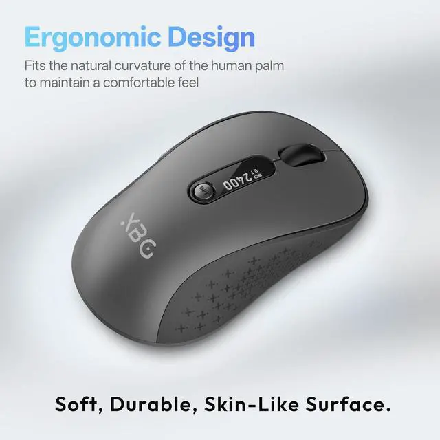 Alt view image 6 of 7 - B15pro Wireless Bluetooth Mouse, Bluetooth 5.0/4.0 & 2.4G Tri-Mode, Type-C Rechargeable with LED Screen Display, Ergonomic Silent Click for Laptop/PC/Tablet, Multi-Device & Office Use
