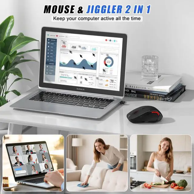 Alt view image 7 of 7 - Wireless Bluetooth Mouse for Mac Pro MacBook, Ergonomic Rechargeable Mice with Jiggler Mode, 2-Mode Bluetooth 5.2/3.0 & 2.4G USB-A/USB-C Receiver, Silent Optical Mouse for iPad PC Laptop, Black