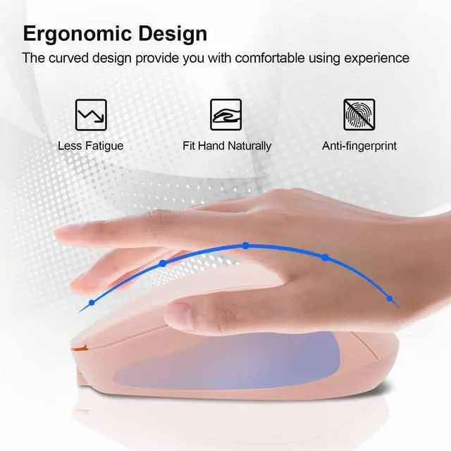 Alt view image 3 of 7 - Rechargeable Wireless Mouse, Bluetooth for Laptop/iPad/MacBook Pro/Air, Silent for PC/Surface Pro/Lenovo/Samsung Tablet, Slim Portable Computer Mouse (Pink)