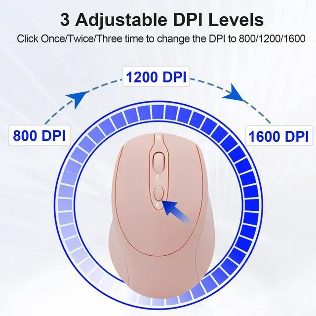 Alt view image 6 of 7 - Rechargeable Wireless Mouse, Bluetooth for Laptop/iPad/MacBook Pro/Air, Silent for PC/Surface Pro/Lenovo/Samsung Tablet, Slim Portable Computer Mouse (Pink)