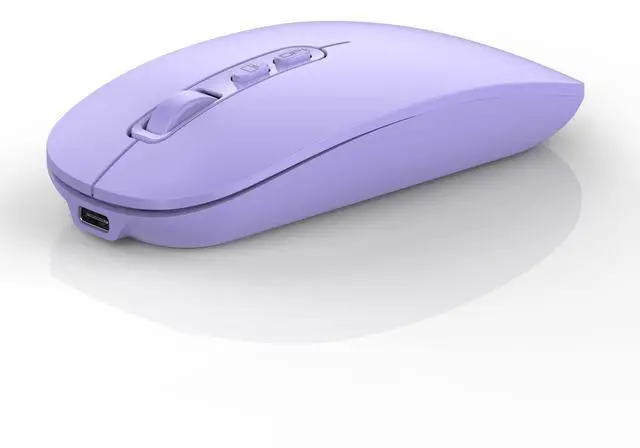 Main image of Bluetooth Wireless Mouse, Rechargeable Multi-Device(Tri-Mode: BT1/BT2+2.4G) Computer Mice with USB Receiver, Slim Silent Mouse for Laptop/MacBook/Chromebook/Surface Pro/iPad Pro(Purple)