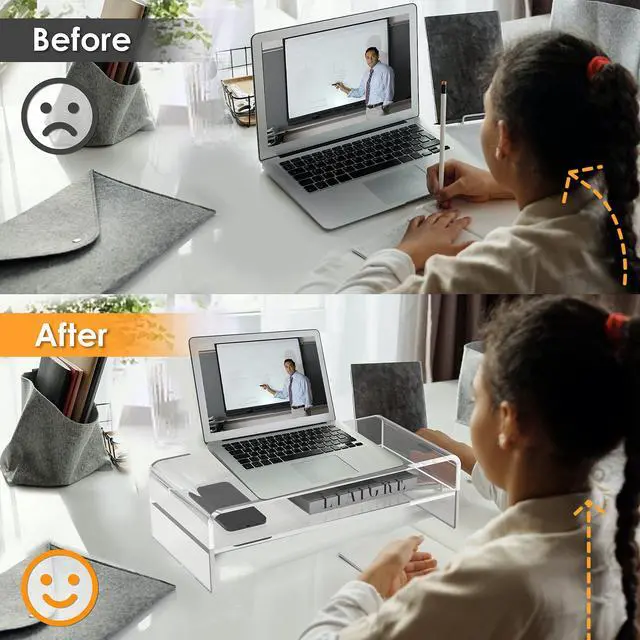 Alt view image 3 of 7 - Acrylic Monitor Stand Riser Clear Computer Monitor Stand (Big)