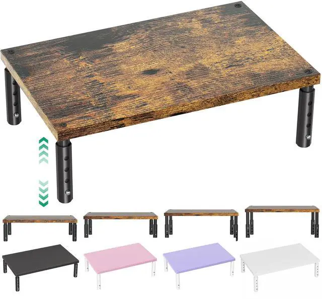 Main image of Adjustable Monitor Stand Riser for Desk, Computer & Laptop Stand, Desk Organizers and Accessories, Office Desk Accessories & Workspace Organizer for Home Office, Brown Wood