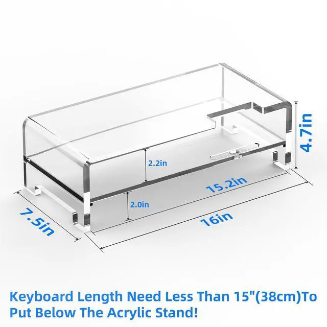 Alt view image 2 of 7 - Acrylic Monitor Stand Riser Acrylic Laptop Stand Clear Computer Stand Laptop Riser with Storage Desk Organizer Accessories for Home and Office