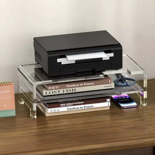 Alt view image 6 of 7 - Acrylic Monitor Stand Riser Acrylic Laptop Stand Clear Computer Stand Laptop Riser with Storage Desk Organizer Accessories for Home and Office