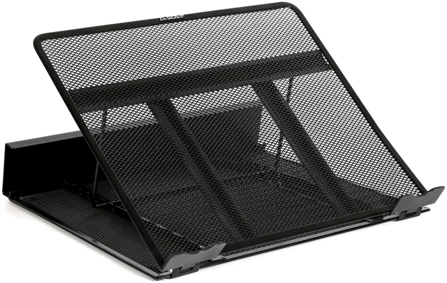 Main image of Metal Mesh Ventilated Adjustable Laptop Stands Computer Notebook Holder Stand Riser Compatible with Apple MacBook Air Pro Dell XPS HP Samsung Lenovo More Laptops up to 19"- Black