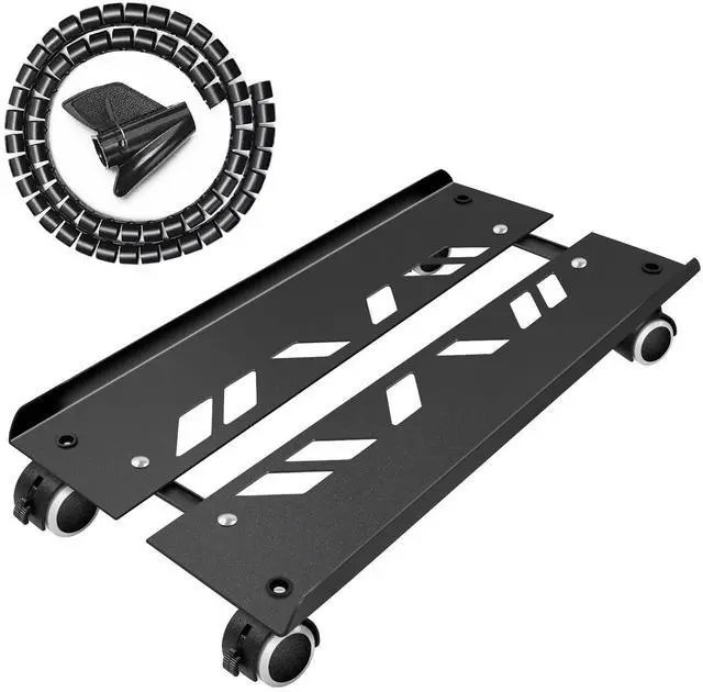 Main image of Computer Tower Stand, Adjustable PC Stand, Heavy-Duty Mobile CPU Tower Holder with Rolling Caster Wheels, Fits Most Gaming Desk Floor