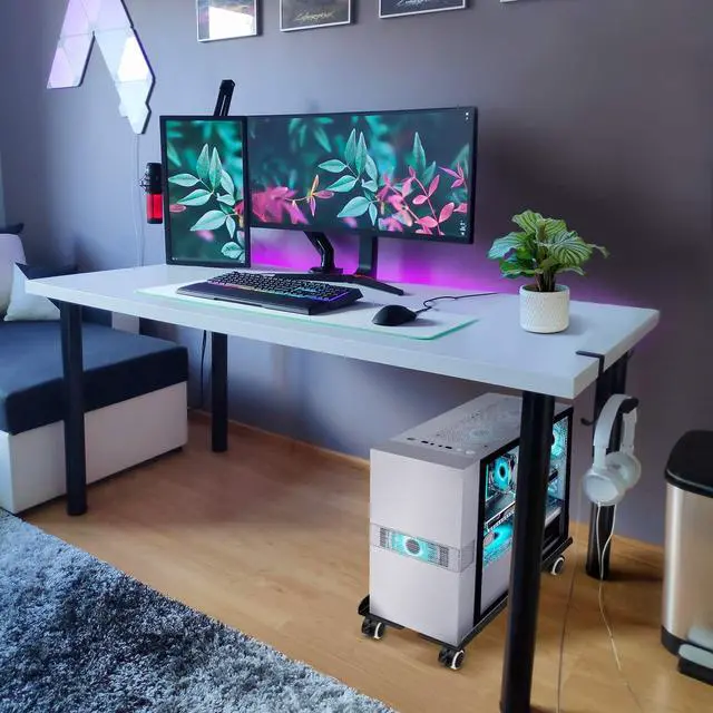 Alt view image 6 of 7 - Computer Tower Stand, Adjustable PC Stand, Heavy-Duty Mobile CPU Tower Holder with Rolling Caster Wheels, Fits Most Gaming Desk Floor