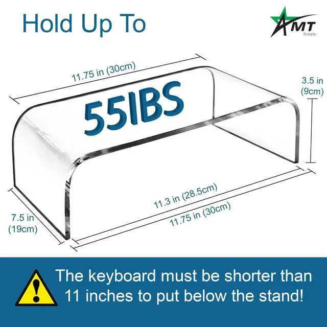 Alt view image 2 of 7 - Premium Acrylic Clear Monitor Riser Laptop/PC/Multimedia Monitor Stand for Home Office