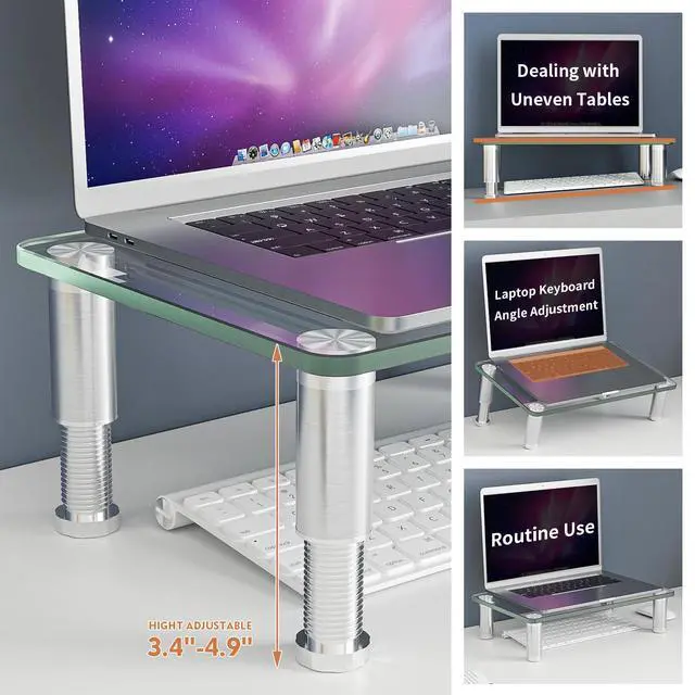 Alt view image 2 of 6 - 2 Pack Computer Monitor Riser with Height Adjustable Multi Media Desktop Stand for Flat Screen LCD LED TV, Laptop/Notebook/Xbox One