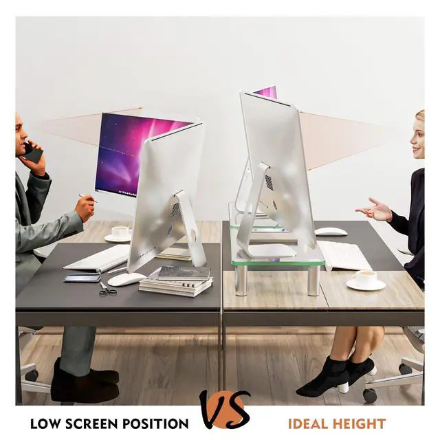 Alt view image 4 of 6 - 2 Pack Computer Monitor Riser with Height Adjustable Multi Media Desktop Stand for Flat Screen LCD LED TV, Laptop/Notebook/Xbox One