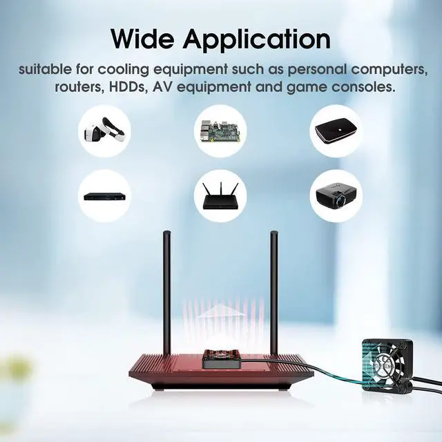 Alt view image 6 of 7 - Dual 40mm USB Fan with 3 Speeds Adjustable 5V PC Fan Max 5500RPM 40mm * 40mm * 25mm Mini Case Fan Quiet Computer Fan Compatible for PC, TV Box, Router, Xbox, PlayStation