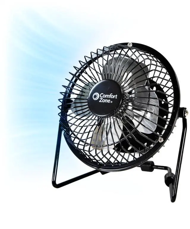 Main image of 4-inch All-Metal Desk Fan with USB or Power Cord, Single Speed, 360 Degree Adjustable Tilt, Compact & Durable Mini Electric Fan for Home, Office or Travel Use, Black