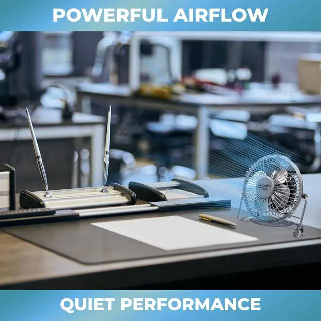 Alt view image 3 of 7 - 4-inch All-Metal Desk Fan with USB or Power Cord, Single Speed, 360 Degree Adjustable Tilt, Compact & Durable Mini Electric Fan for Home, Office or Travel Use, Black