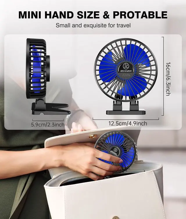 Alt view image 6 of 7 - USB Desk Fan, Mini Fan Portable, 3 Speeds Desktop Table Cooling Fans, Plug in Power, Rotation Strong Wind, Quiet Personal Small Fan for Home Desktop Office Travel Bedroom, Black (2Pack)