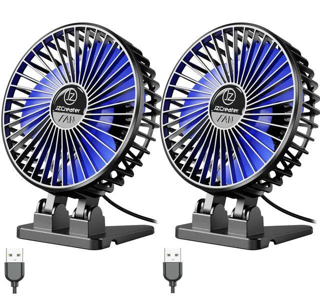 Alt view image 7 of 7 - USB Desk Fan, Mini Fan Portable, 3 Speeds Desktop Table Cooling Fans, Plug in Power, Rotation Strong Wind, Quiet Personal Small Fan for Home Desktop Office Travel Bedroom, Black (2Pack)