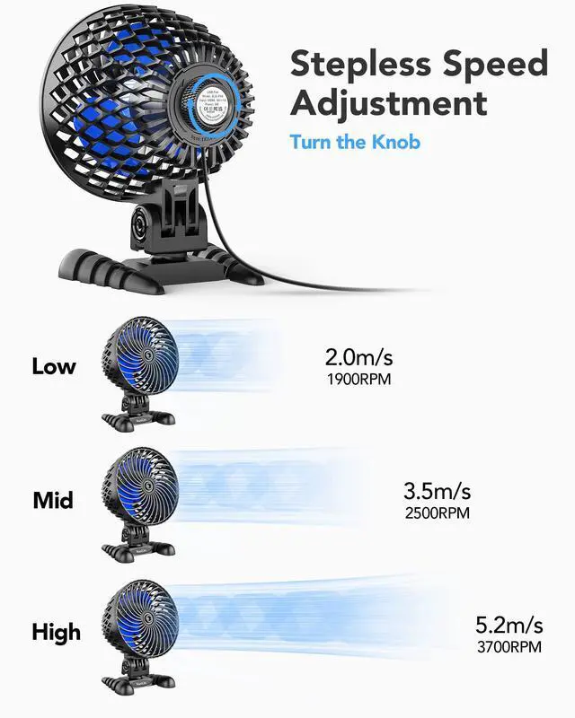 Alt view image 2 of 7 - USB Desktop Small Fan, Stepless Speed Adjustment with Multiple Speed Levels, Portable Plug-in Personal Mini Fan,Quiet Powerful Airflow,Suitable for Office Home Dormitory Bedroom, 4.9 Feet Long Cable