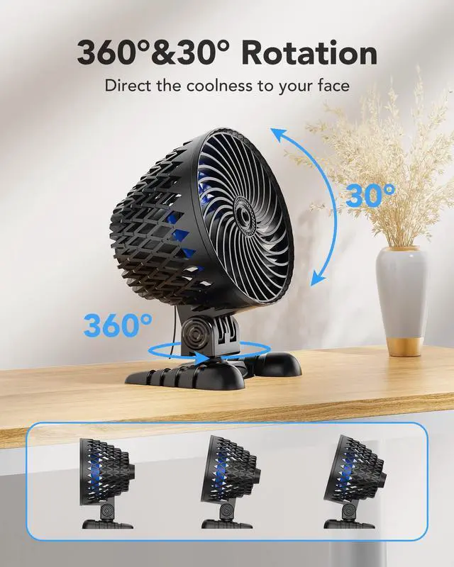 Alt view image 5 of 7 - USB Desktop Small Fan, Stepless Speed Adjustment with Multiple Speed Levels, Portable Plug-in Personal Mini Fan,Quiet Powerful Airflow,Suitable for Office Home Dormitory Bedroom, 4.9 Feet Long Cable