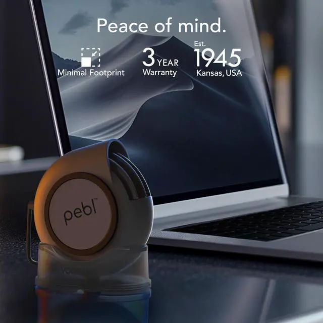 Alt view image 6 of 6 - PEBL Portable Desk Fan, USB Fan, Magnetic Base, Adjustable Airflow, Personal Spot-Cooling, 2 Speed Settings, Included Wall Adapter, Perfect as Home, Office, or Travel Fan