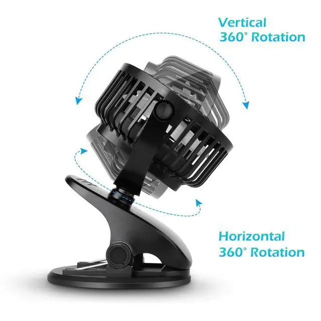 Alt view image 7 of 7 - Battery Operated Stroller Fan, Rechargeable USB Powered Mini Clip on Desk Fan