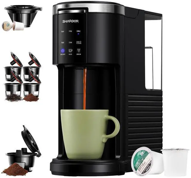 Main image of 3 in 1 Coffee Maker, K Cup Coffee Maker Compatible with Ground Coffee & Teas, Single Serve Coffee Machine, 614oz Brew Sizes, 40oz Detachable Water Reservoir, Descale Settings, Black