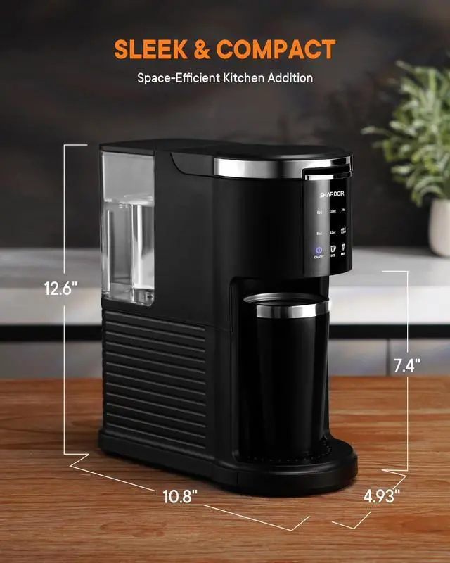 Alt view image 7 of 7 - 3 in 1 Coffee Maker, K Cup Coffee Maker Compatible with Ground Coffee & Teas, Single Serve Coffee Machine, 614oz Brew Sizes, 40oz Detachable Water Reservoir, Descale Settings, Black