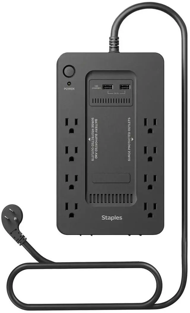 Main image of 650VA UPS Battery Backup with 8 Outlets Standby Power Supply & Surge Protection for Computers, Routers & Home Office Electronics, Black