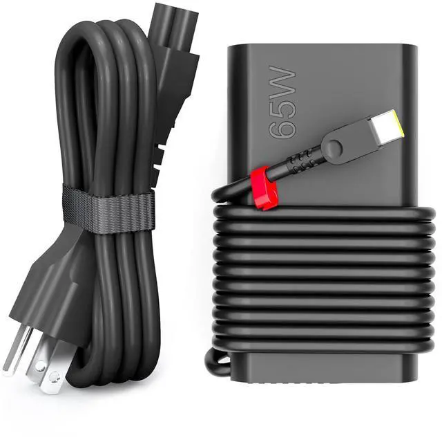 Main image of 65W Slim USB-C Laptop Charger Compatible with Lenovo ThinkPad X1 Carbon T14 T16 E16, Yoga 7i 9i L13, ThinkBook 14 16, Chromebook Computer - Type C Fast Charging Travel Power Cord Ac Adapter