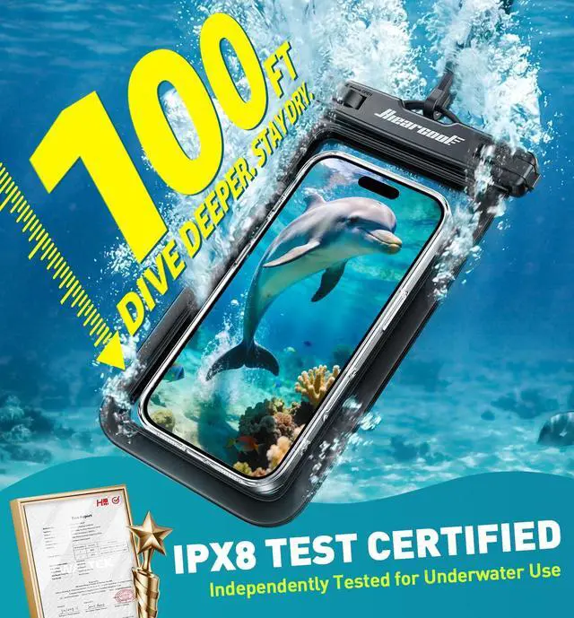 Alt view image 2 of 7 - Waterproof Phone Pouch, Universal Case Compatible for iPhone 17 16 15 14 13 Pro Max Plus Up to 8.9", IPX8 Beach Travel Essentials-Black-2 Pack